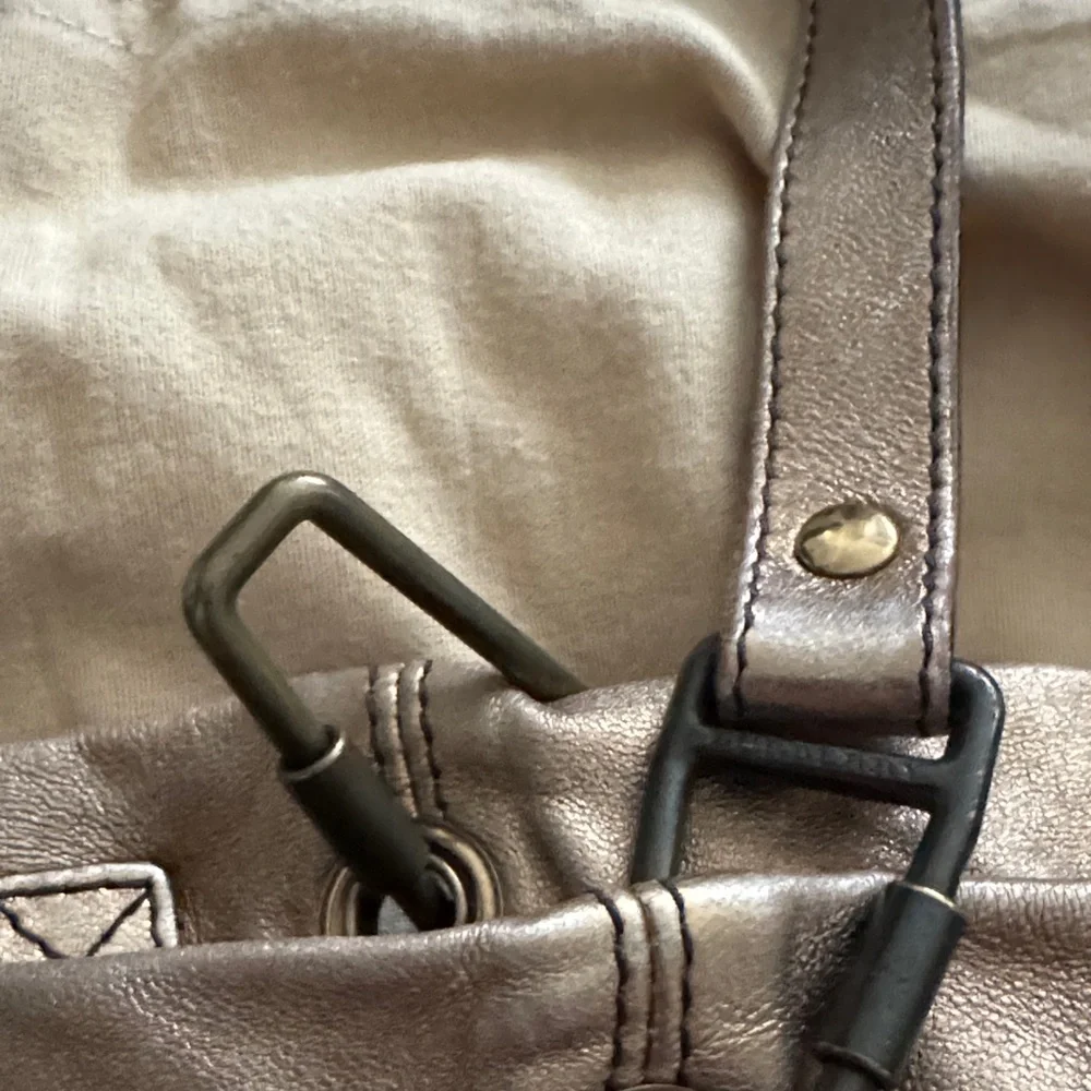 Burberry Metallic Bronze Leather Tote Bag